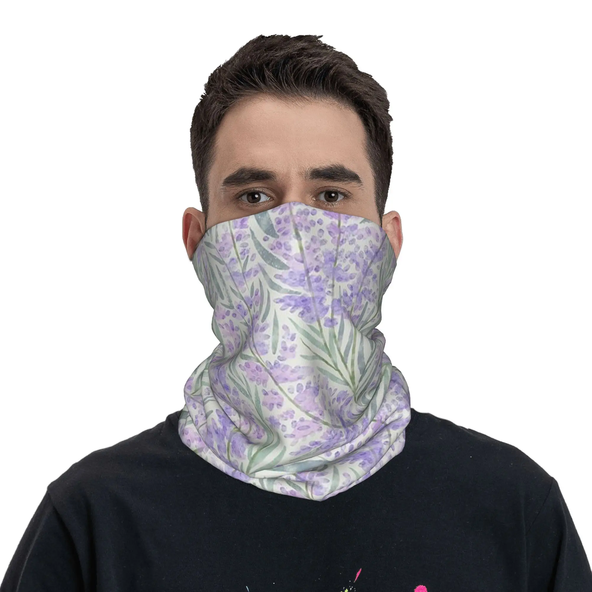 Purple Lavender Bandana Neck Cover Printed Mask Scarf Multifunction Balaclava Running For Men Women Adult