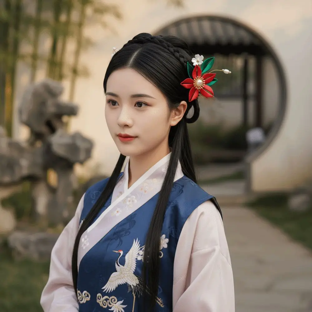 

Hair Comb Chinese Style U-shaped Hair Stick U Shape Pearl Velvet Flower Hair Clip Vintage Cloth Hanfu Headwear for Women