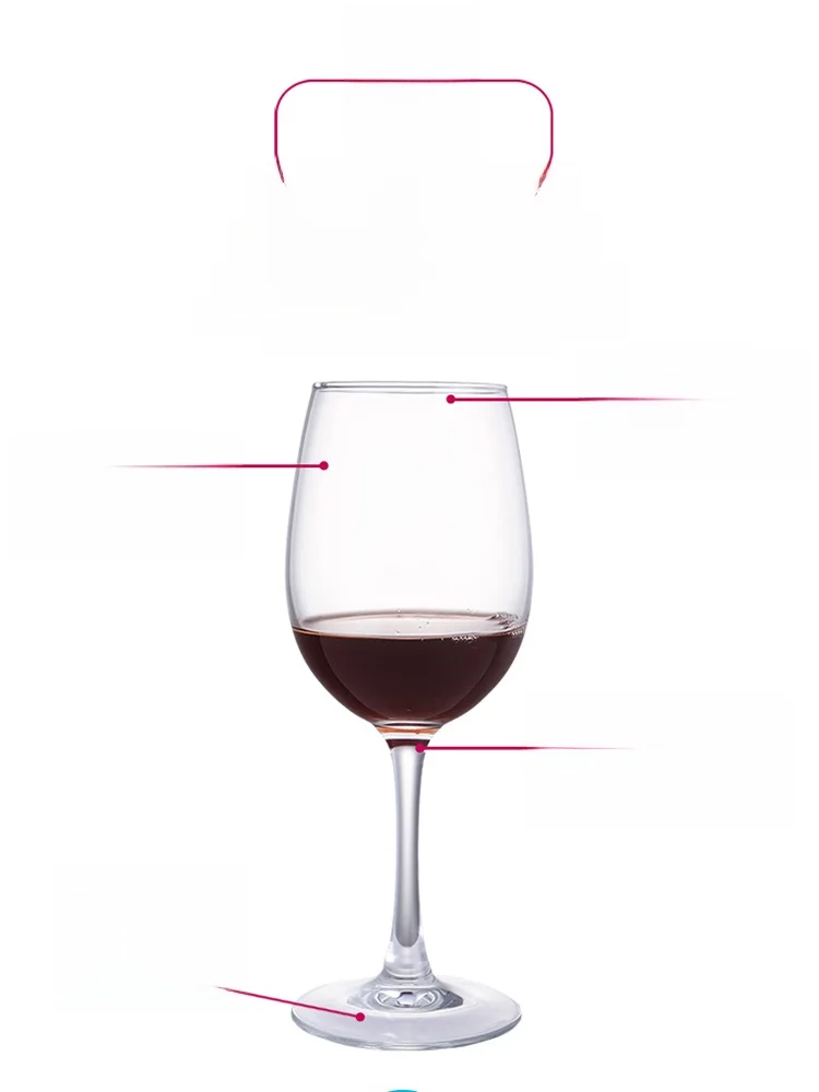 Luminarc Red Wine Glasses Lead-Free Crystal High-Stem Wine Cups Set of 2 Luxury Home Use French Style Wine Drinking Utensils