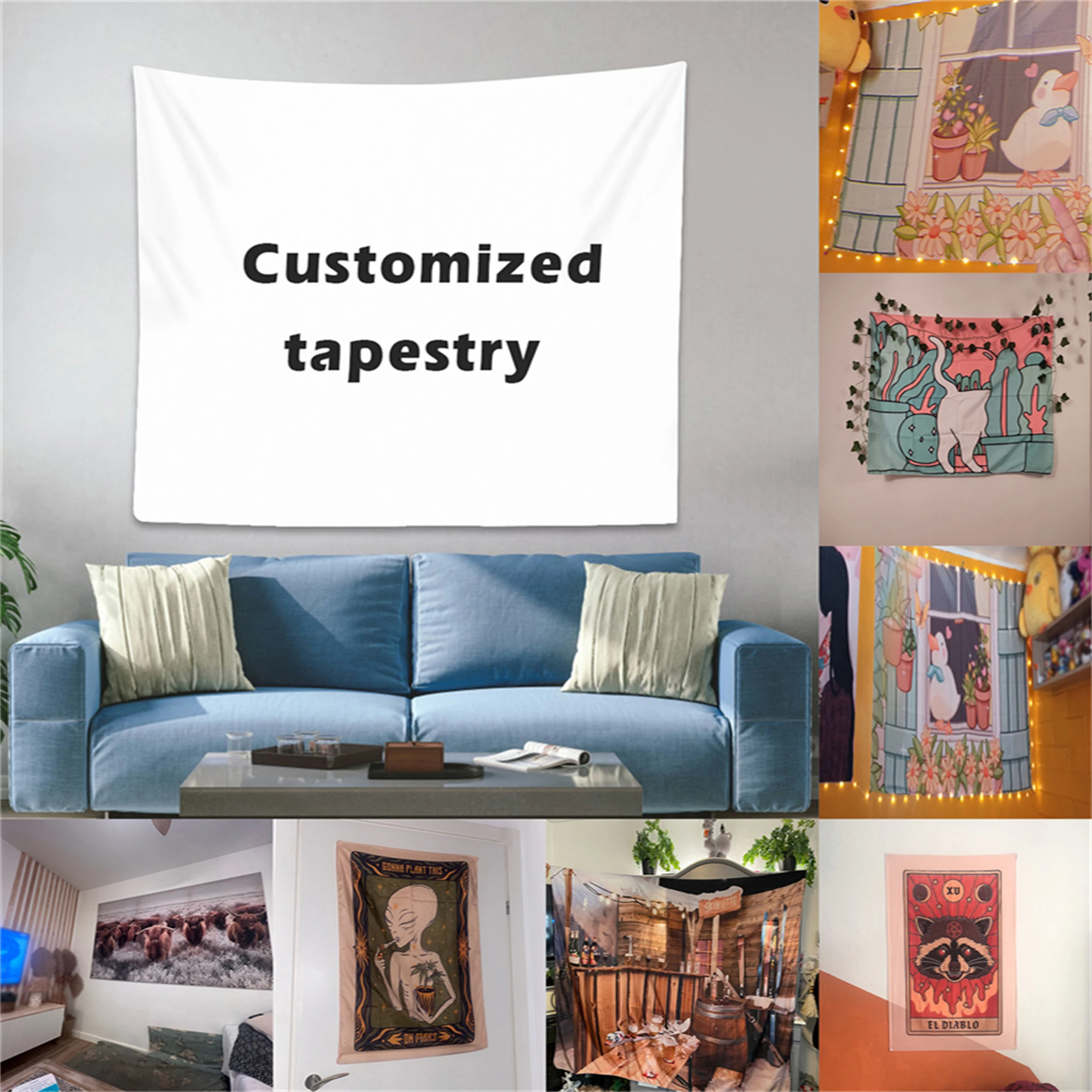 Customized Tapestry Wall Boho Mandala Tapestries Witchcraft Tapestrys Print Your Photo Hippie Walls Hanging Blanket Tapestry