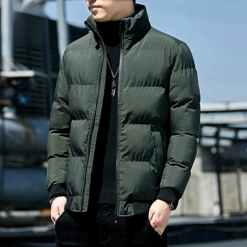 

Thiened Cotton Jaet Men's Winter Casual All-match Collar Cotton Coat Autumn Warmth Cotton Padded Long Sve Coat