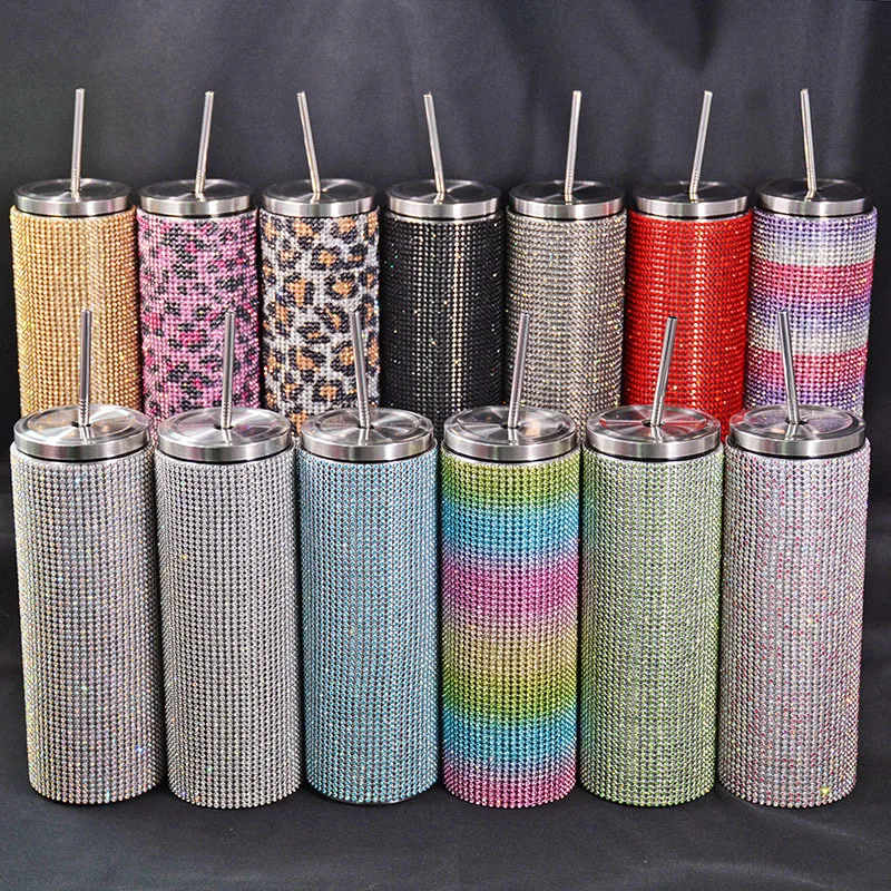 

500Ml Stainless Steel Thermos Bottle with Straw Creative Shining Diamond Vacuum Flask Water Bottle Coffee Thermos Cup