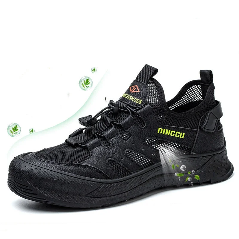 

mens leisure breathable safety shoes steel toe caps working boots hollow out summer worker security sneakers protective footwear
