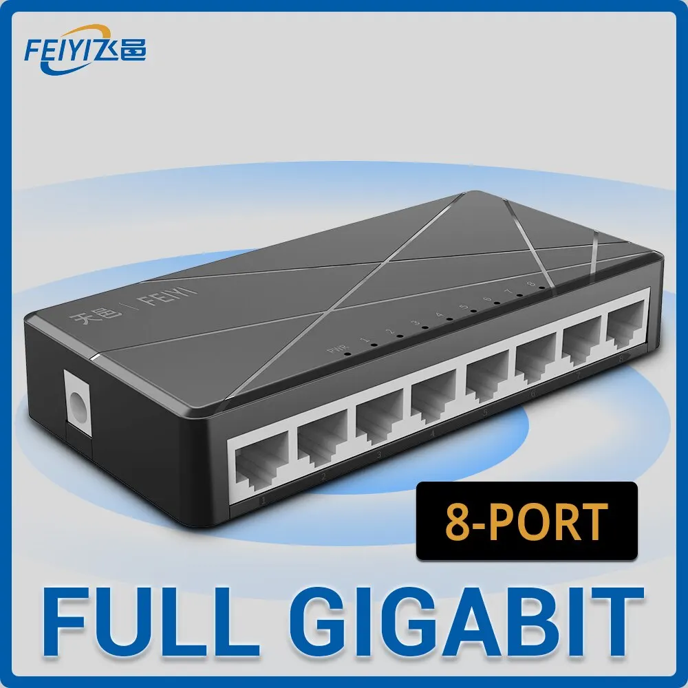 FEIYI SG108M Commutateur Ethernet avec 8 Port De Bureau Ethernet Réseau Gigabit Commutateur 1000Mbps LAN Hub