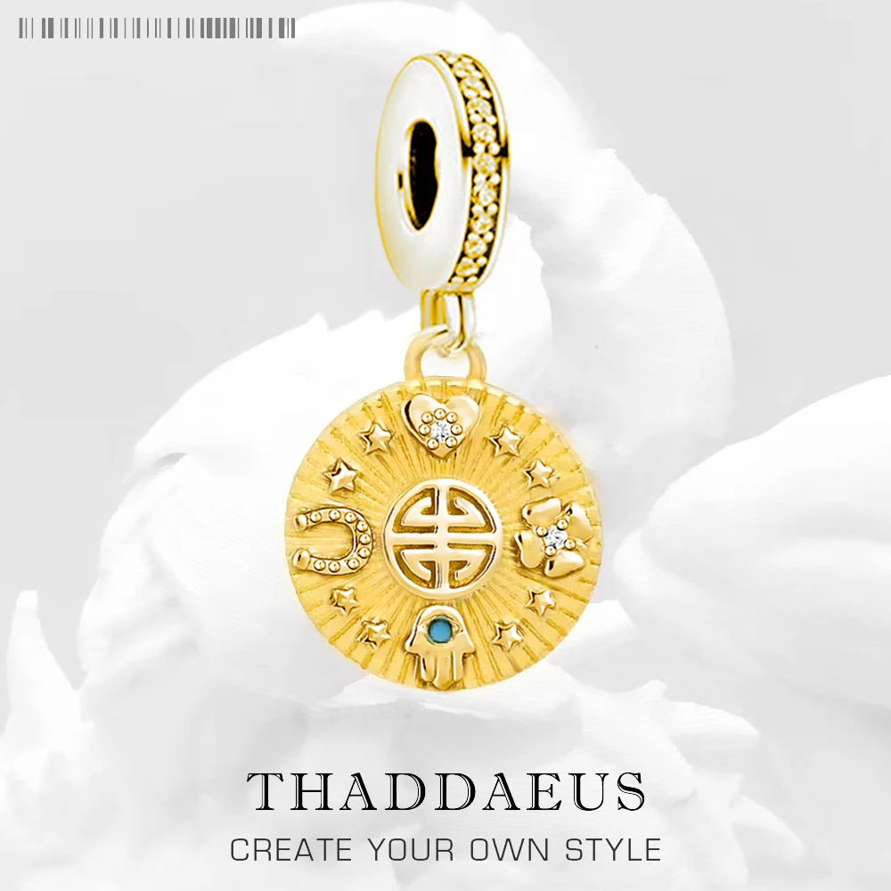 

Золотая счастливая монета, Подвеска для женщин, искусственная Серебряная винтажная подвеска, чистый подарок счастья