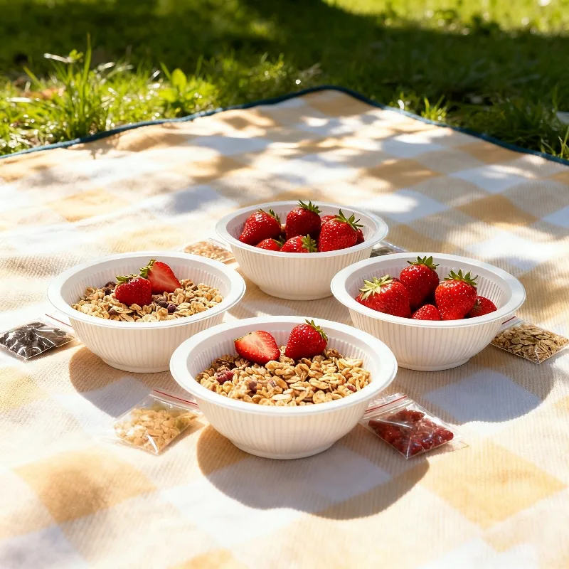 20/50 قطعة أطباق بلاستيكية بيضاء مخططة للاستعمال مرة واحدة مناسبة لحفلات أعياد الميلاد والحفلات العائلية وأدوات المائدة للاستعمال مرة واحدة