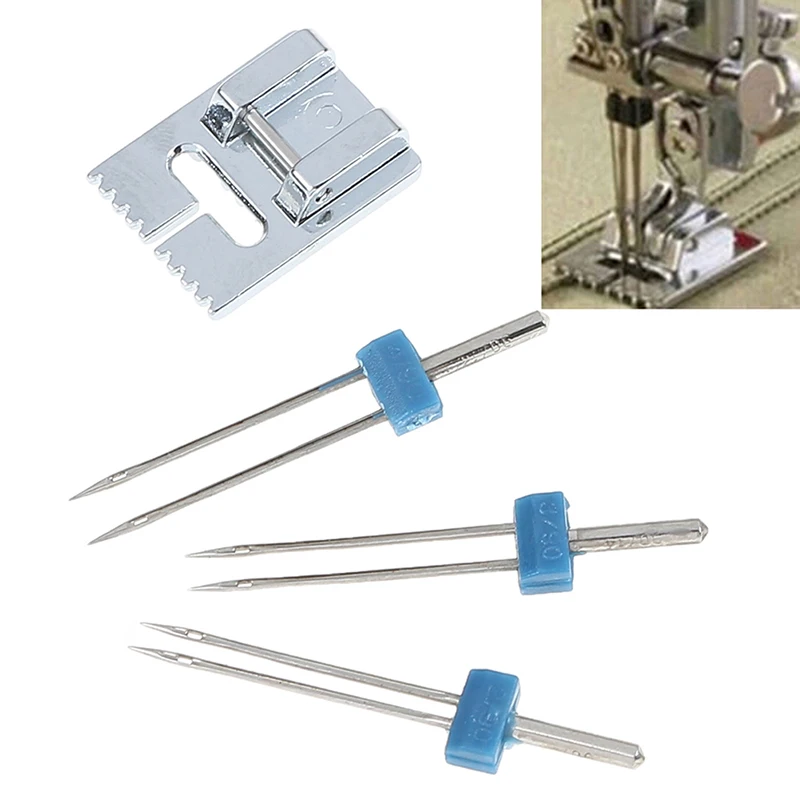 1set Groove Pintuck Foot With 3 Sizes Double Twin Needles Pin Set for Brother Sewing Accesories