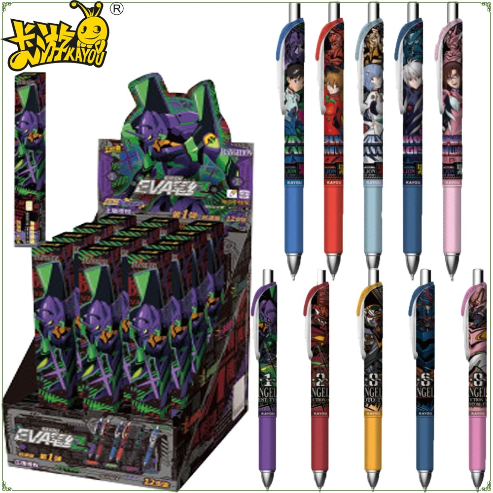 

New Original KAYOU Neon Genesis Evangelion Gel Pen Blind Box Creative High Aesthetic Student Refillable Use Ballpoint Pen Gifts