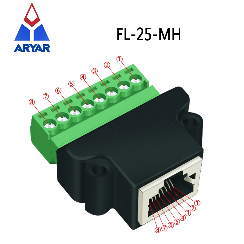 RJ45 to Screw Terminal Adaptor RJ45 to 8 Pin connector RJ45 splitter for DVR CCTV accessory With Fixing Hole