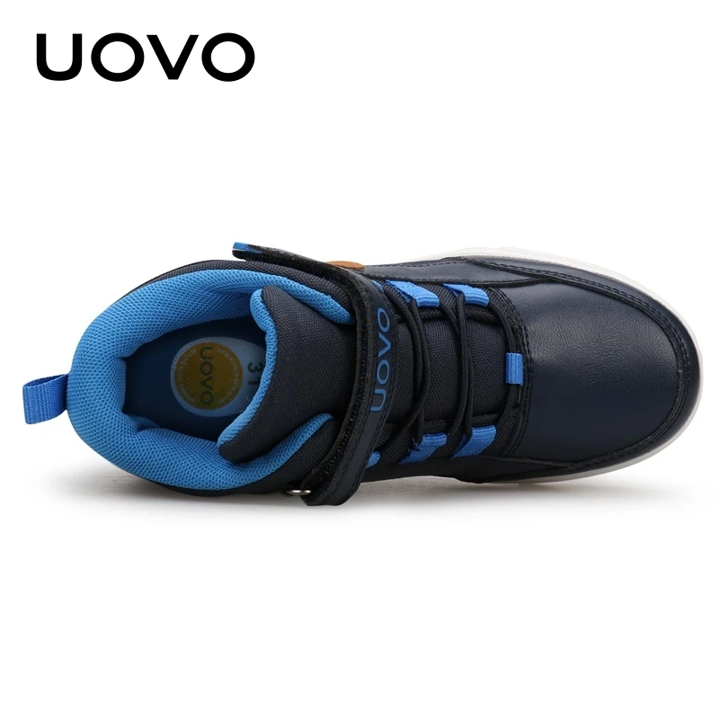 UOVO-zapatos clásicos de invierno para niños, zapatillas planas con forro de felpa, cálidas, a la moda, talla 28 a 39, novedad