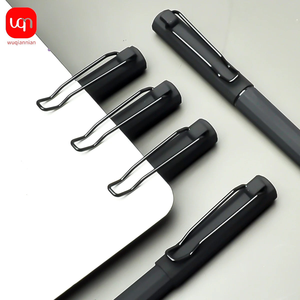 New black neutral pen, 0.7mm, minimalist, elastic clip, business pen, carbon pen, diary pen, personalized, quick drying 3/6pcs