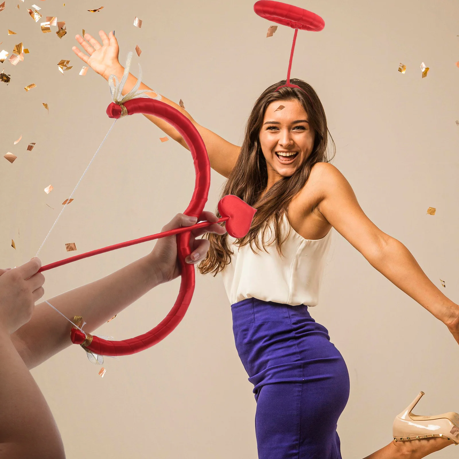 1-set rode cupido boog pijl hoofdband Valentijnsdag kostuum accessoire voor vrouwen feest bruiloft cosplay decoratieve hoofddeksels