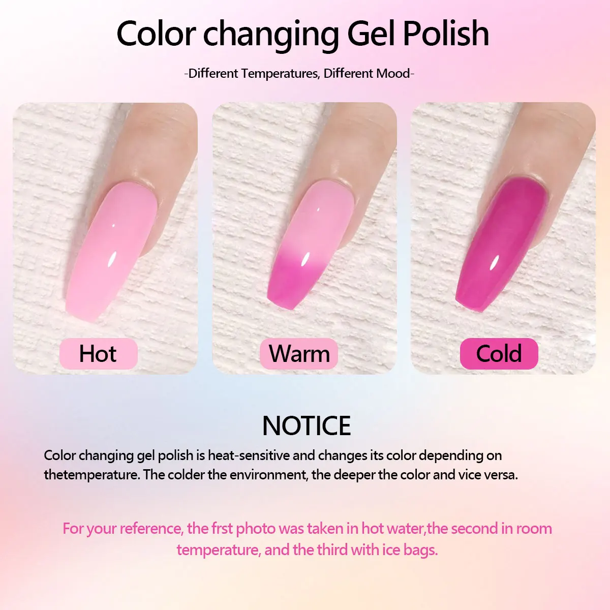 6 قطع/مجموعة لاصقة أظافر جلية حساسة للحرارة قابلة للتغيير، تغييرات الألوان مع درجة الحرارة، مجموعة فنية للأظافر #5