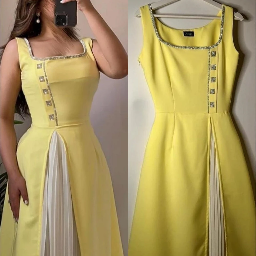 Vestido de satén con cuentas de línea a, elegante