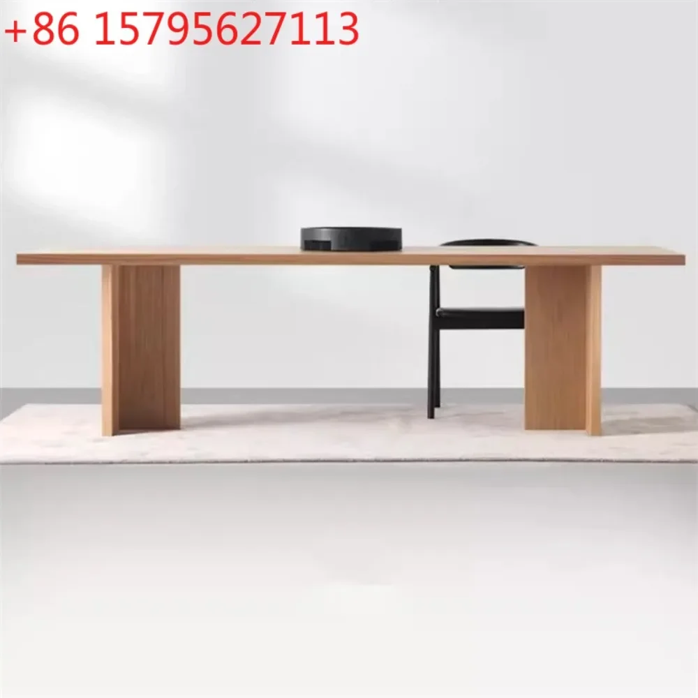 

Nordic solid wood desk wabi-sabi wind simple log conference table rectangular