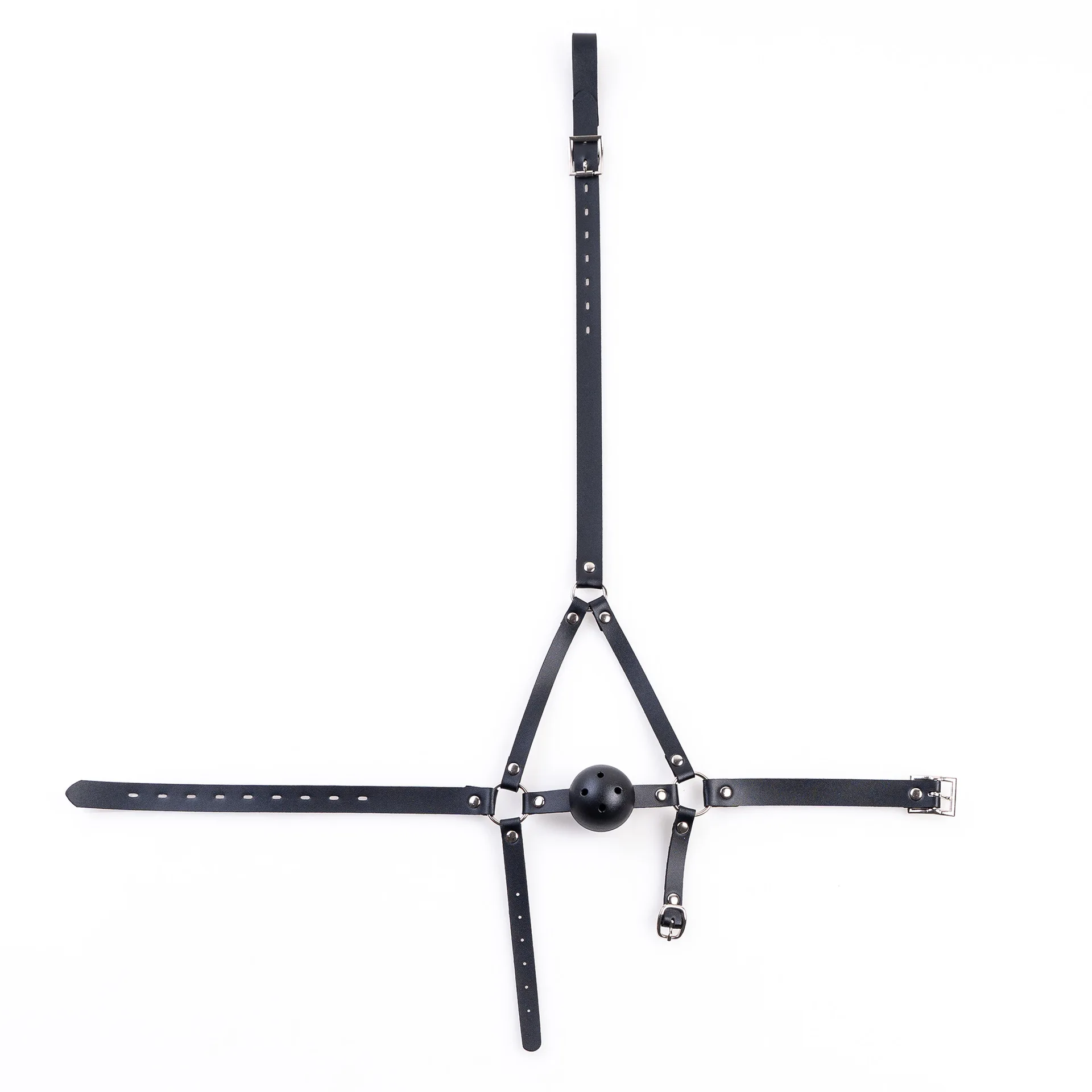 القيود الجلدية الكرة الفم المكونات، عبودية الكرة الكمامة مع الفم الكمامة قابل للتعديل رئيس تسخير، مجموعة ألعاب القيود BDSM #5