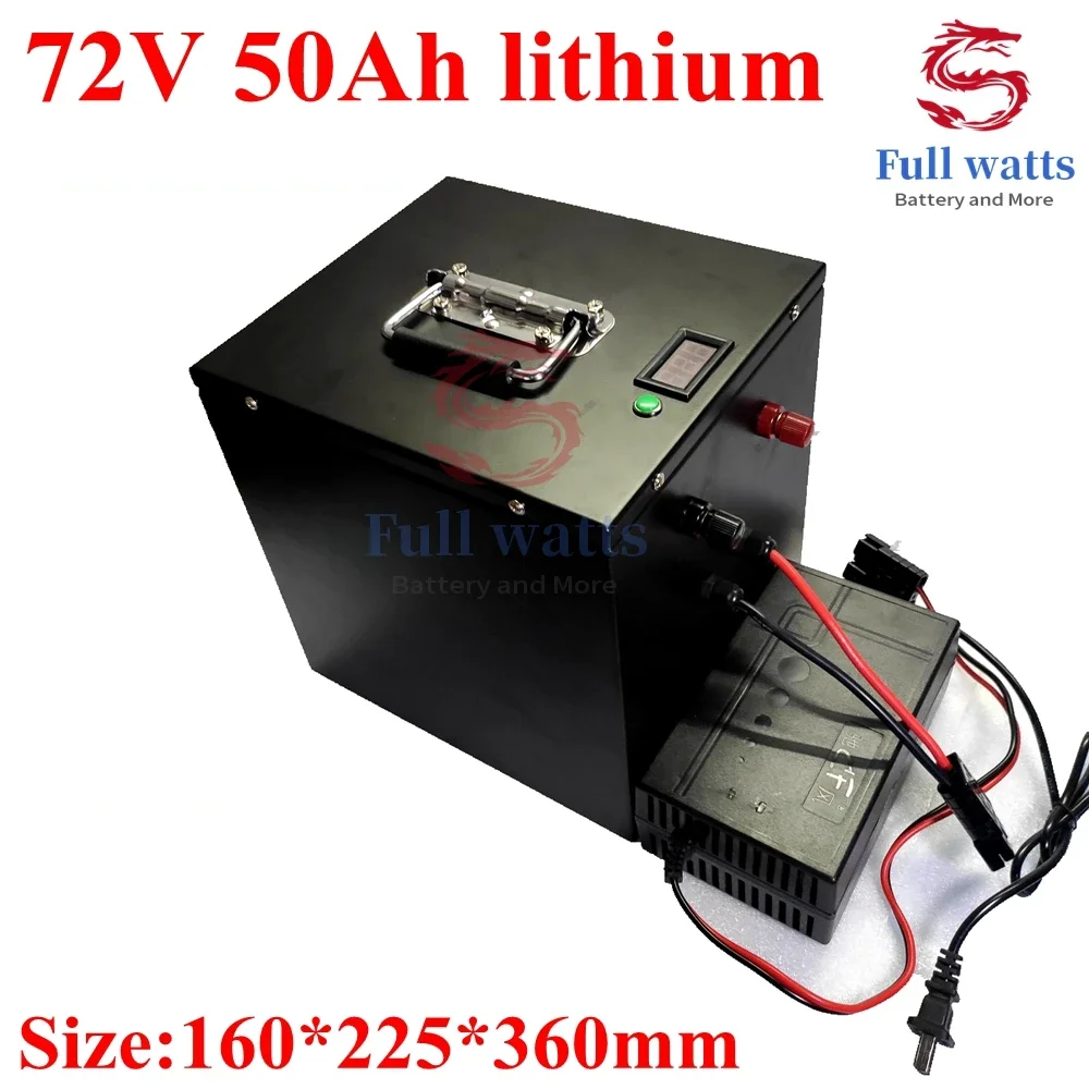 Large capacity 72v 50Ah li-ion no 72v 60ah lithium for 4500w solar energy RV EV power supply motorhome + 8A charger