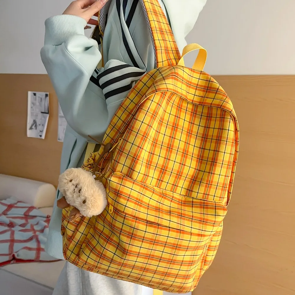 

Bag, Junior High School Student, Niche Plaid Backpack, Couple Casual, Lightweight, Large-capacity Multi-functional Simple Daily