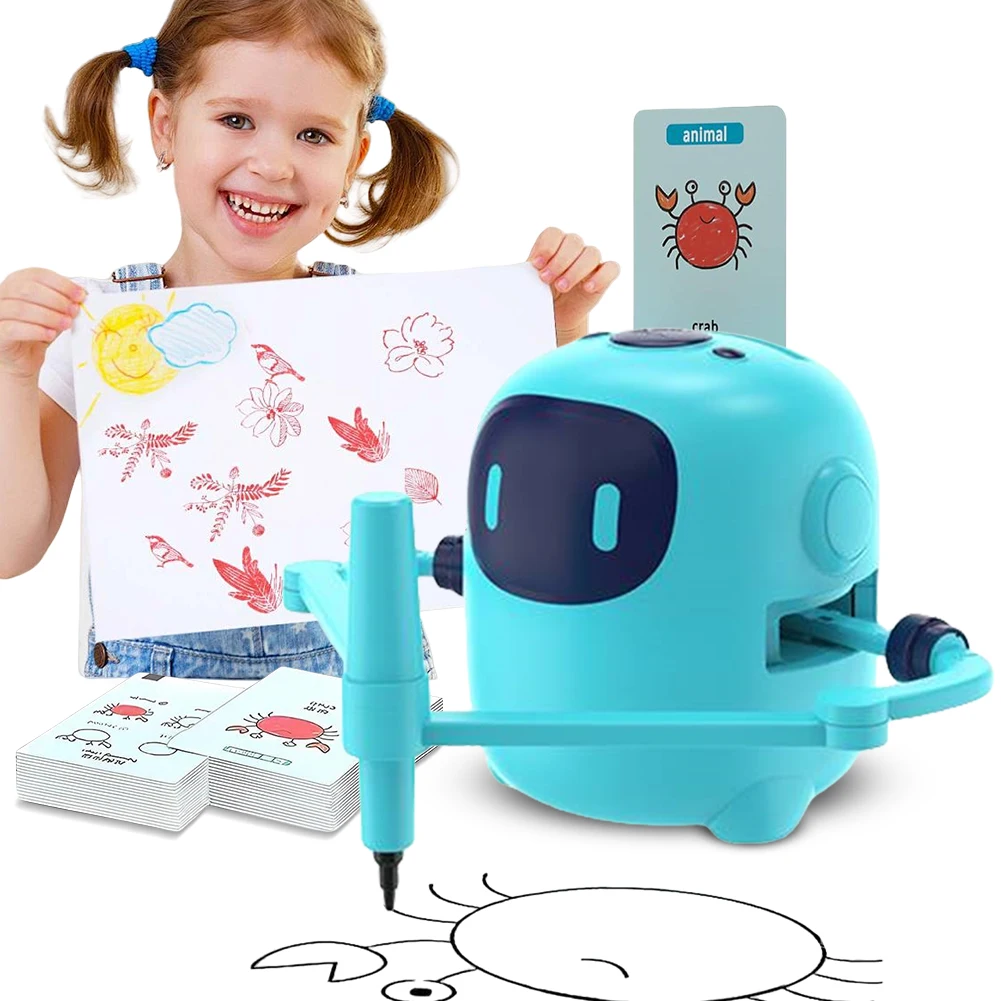 

Kids Automatic Drawing Robot Toy with 100 Cards Interactive Educational Painting Robot Montessori Learning Toy For Children Gift