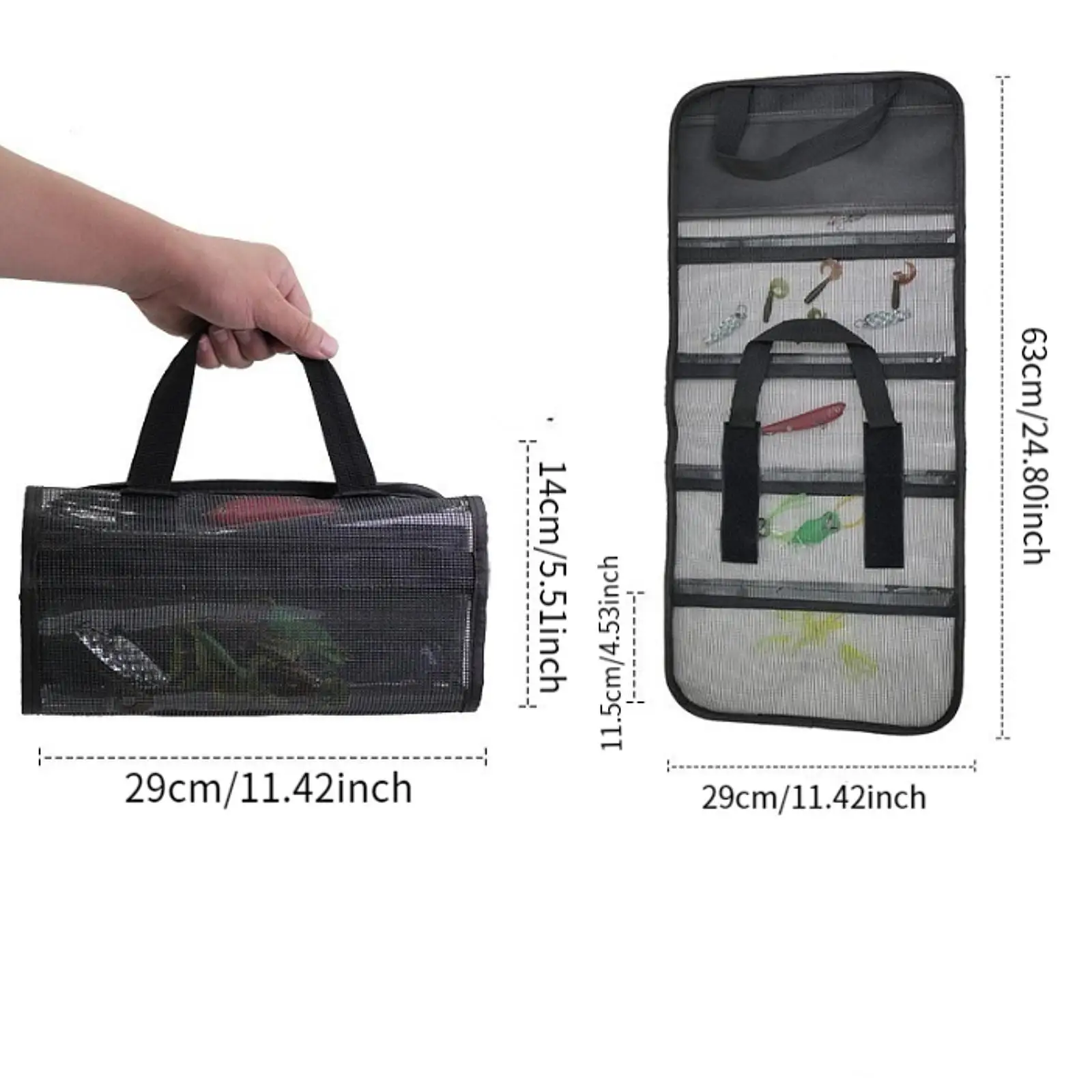 الصيد تهزهز حقيبة يد شبكة حمل حقيبة 5 مقصورات المياه العذبة المياه المالحة الصيد معالجة المنظم حقيبة الصيد السحر حقيبة