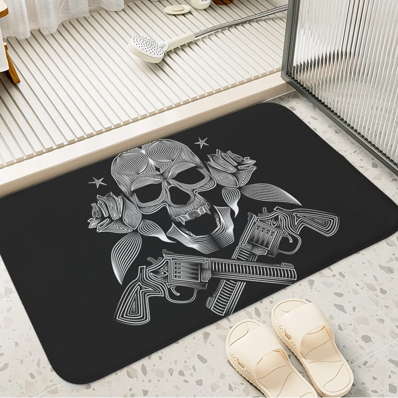 

Skull Art Bathroom Mat Hallway Balcony Kitchen Rug Custom Doormat Entrance Door Living Room Floor Carpet Home Decor Items