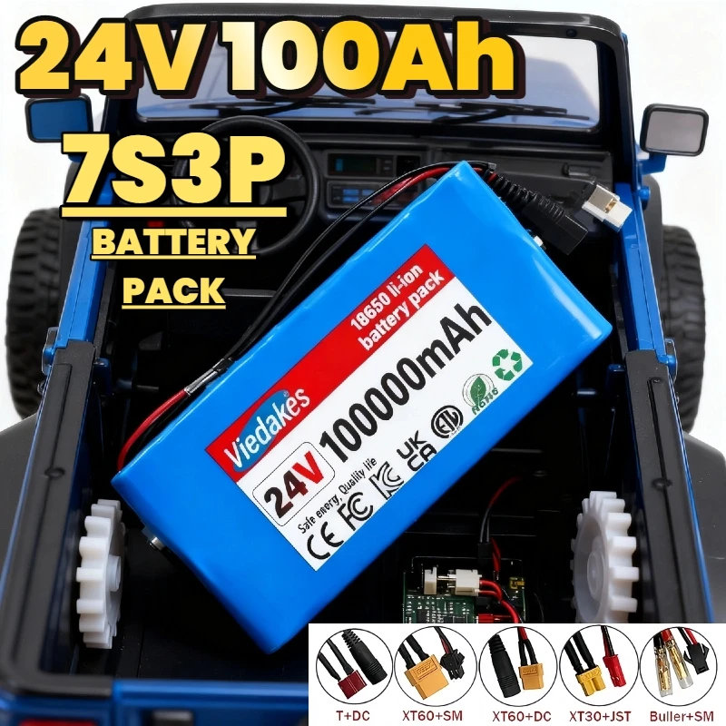 

24 В 100000 мАч 7S3P аккумулятор, 60 Ач/80 Ач/100 Ач 18650 литий-ионный аккумулятор 24 В, электрический аккумулятор для игрушечных автомобилей для инвалидных колясок ☆ ♤ ✔