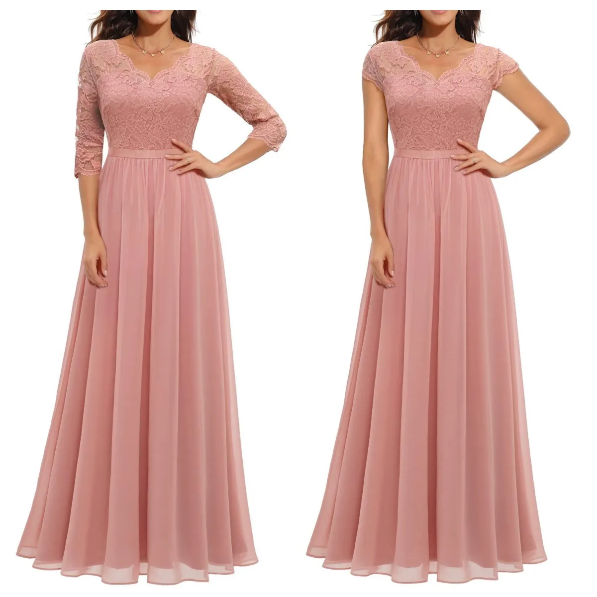 OYY-2214#Evening Dress Long Lace Chiffon White Pink Navy Blue Champagne Black Burgundy Party Prom Dresses women cloth Wholesale