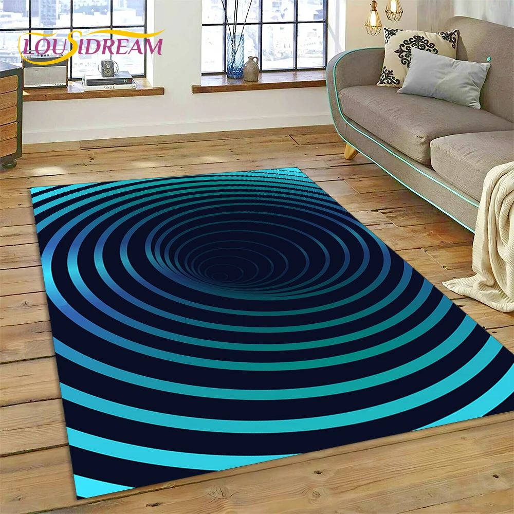 3D Vortex Visual Illusions Rug Carpet for Living Room Bedroom Home Decor,Floor Mat Non-slip Decoration for Sofa Kitchen Doormat