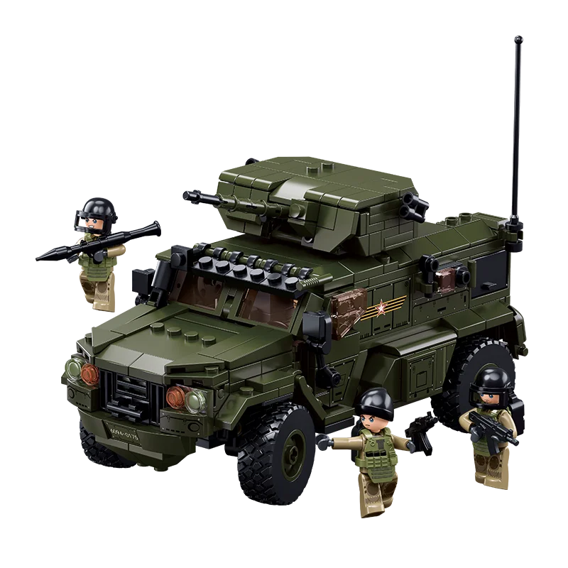 Military Typhoon VDV Assault Armored Vehicle Building Blocks World War II Army Figure Sluban Bricks Kit ww2 Model Kids Toys Gift