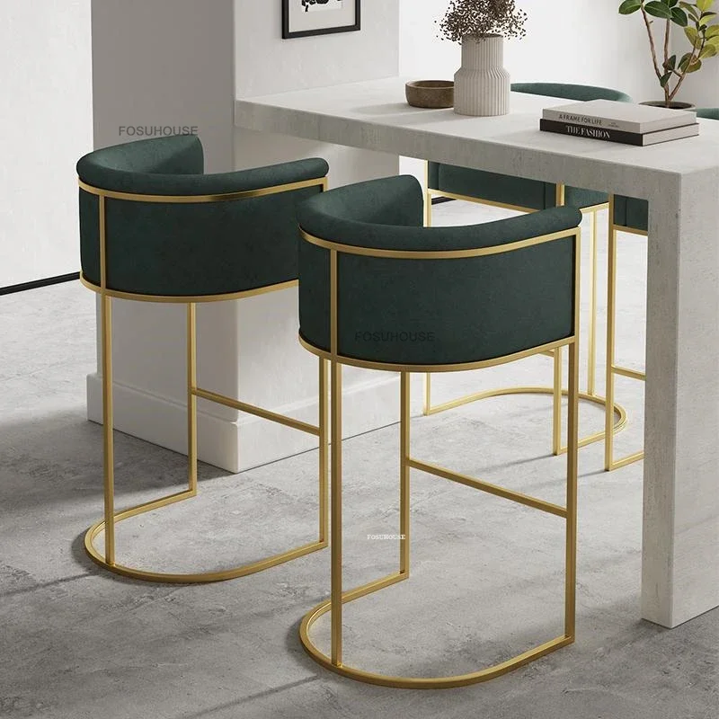 

Современный фланелевой барный стул для отдыха для кухни, светильник, роскошные барные стулья на заказ, кофейня, высокие барные стулья, домашняя кухонная мебель R