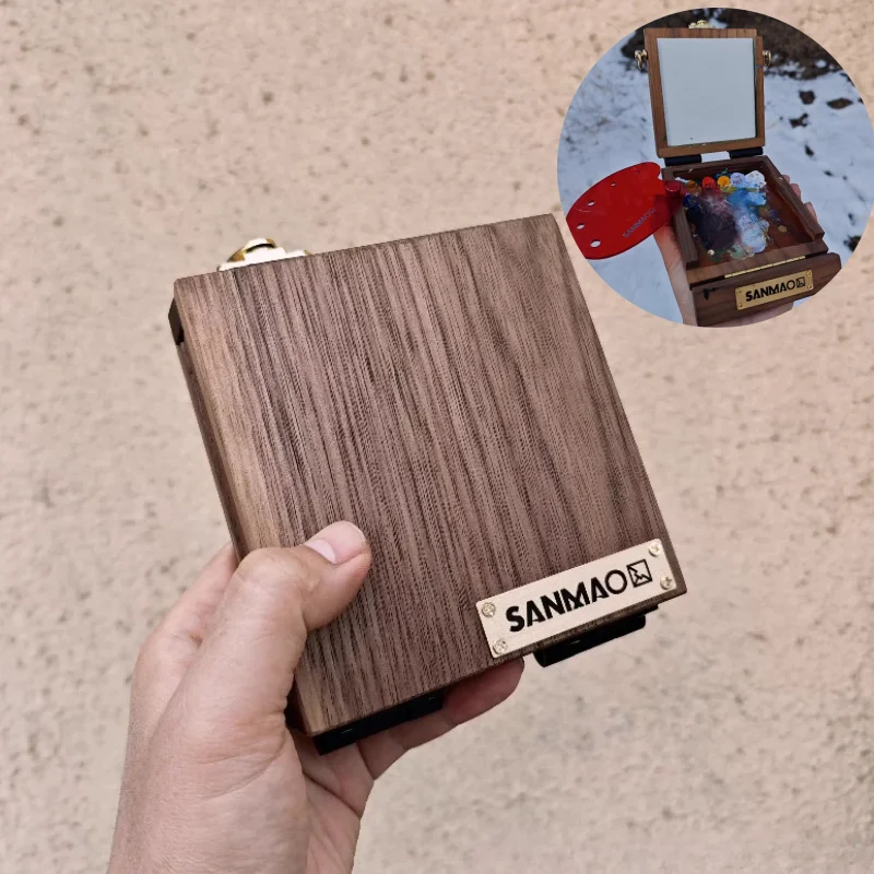 

Wooden Watercolor Painting Box Art Students DIY Painting Creation Doodle Coloring Outdoor Sketching Portable Watercolor Box