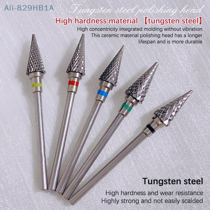 Brocas De Aço De Tungstênio, Ponta De Cone De Prego, Cutícula Elétrica Limpa, Rotary para Manicure, Pedicure, Cabeça De Moagem, Lixadeira, Ferramenta De Polimento