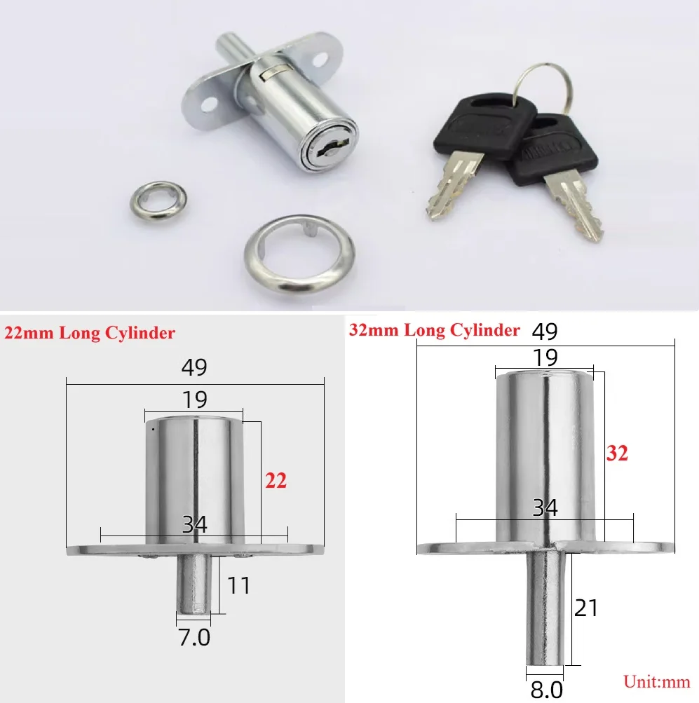 10Pcs Push Plunger Lock For Cabinet Sliding Door Silver Black