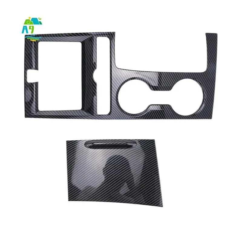 

A09E-2Pcs Car Carbon Fiber Center Console Gear Shift Panel Water Cup Holder Cover Trim Stickers For KIA K5 2020 2021 2022