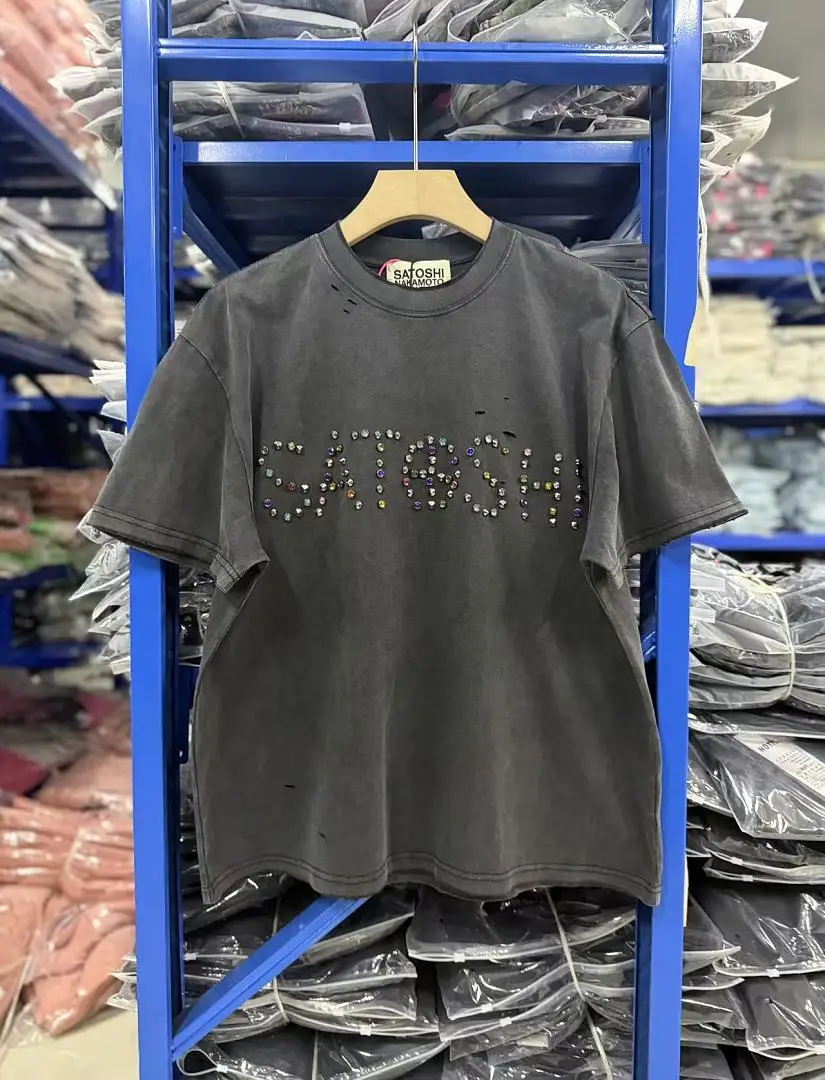 2026ss Satoshi Nakamoto Whatever It Takes Diamonds Logo embellished Distressed Women Men T shirts Washed Men Oversized T shirt