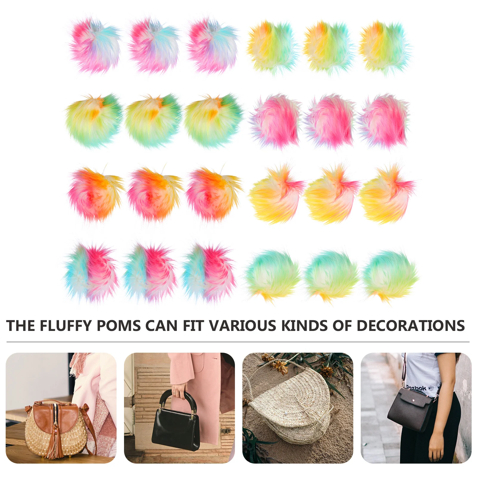 

24 шт. помпонов для рукоделия, декоративные шарики для одежды, детских проектов, поделок и украшений для вечеринок
