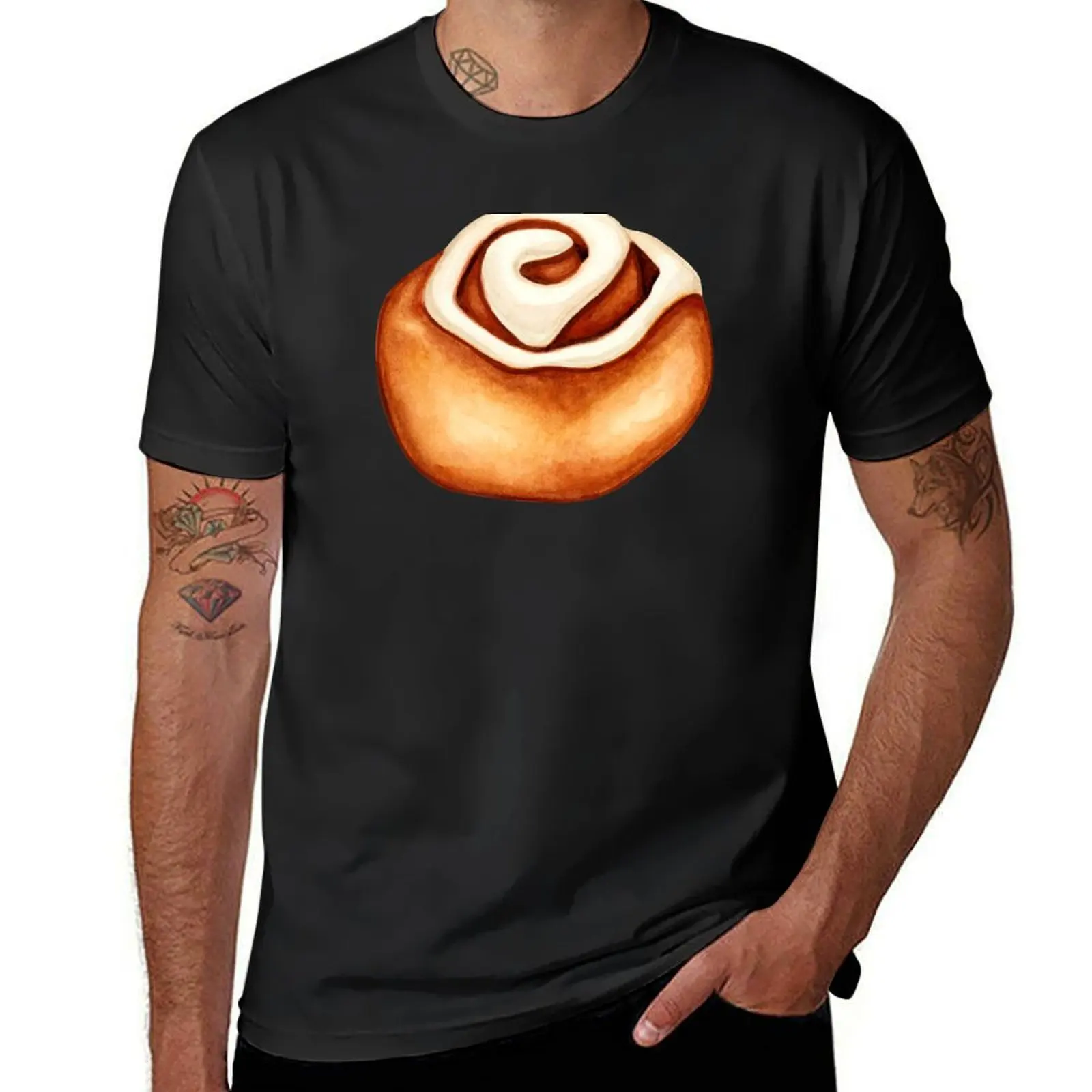 Cinnamon Roll Pattern - Blue T-Shirt tees vintage clothes slim fit t shirts for men