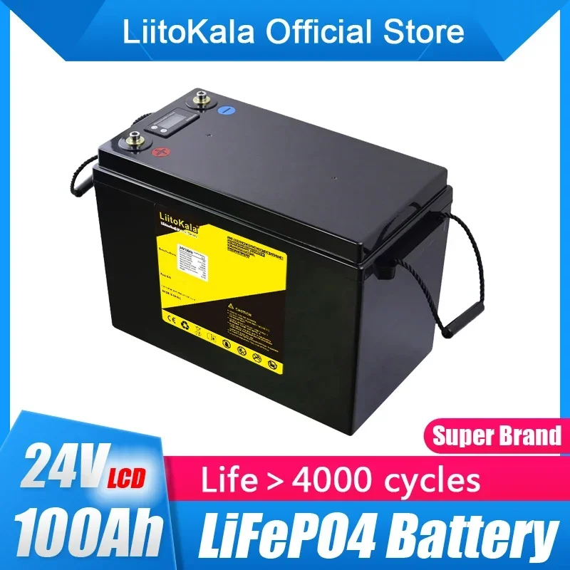 Imagem -02 - Liitokala Bateria Impermeável para Inversor Sistema Solar Barco Motor Carro de Golfe Empilhadeira Lifepo4 24v 100ah