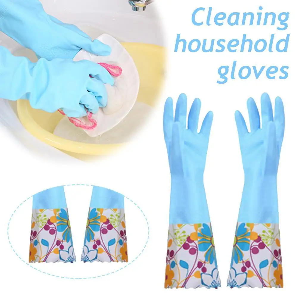 Rubber Gloves Washing Dishes Cleaning Waterproof Rubber Sleeve Gloves Latex Long Gloves Kitchen Tool