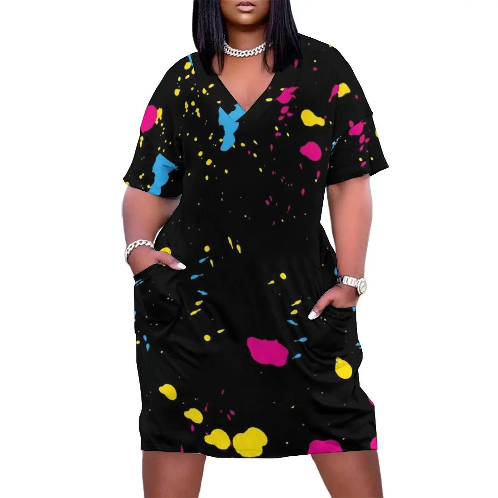 Love the 80s Paint Splash Loose Pocket Dress luxury dresses dress women summer sensual sexy dress for women