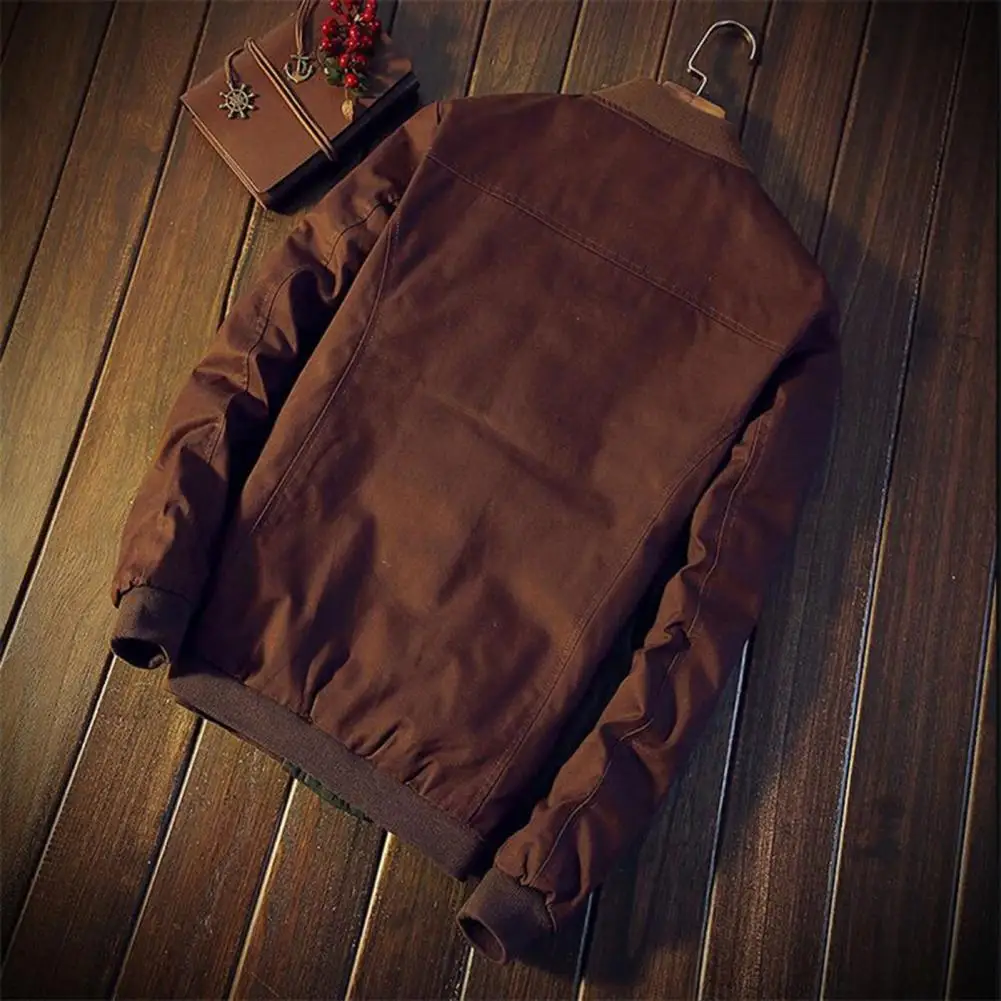 Popular Men Jacket  Long Sleeves Super Soft Jacket Coat  Contrast Color Buttons Outerwear