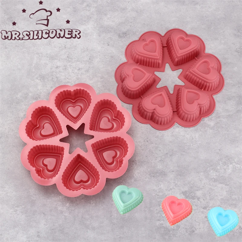 6 Holes Heart Silicone Chocolate Mold Baking Cake Molds Handmade Essential Resin Soap Mold Kitchen Decoration Accessories Gift