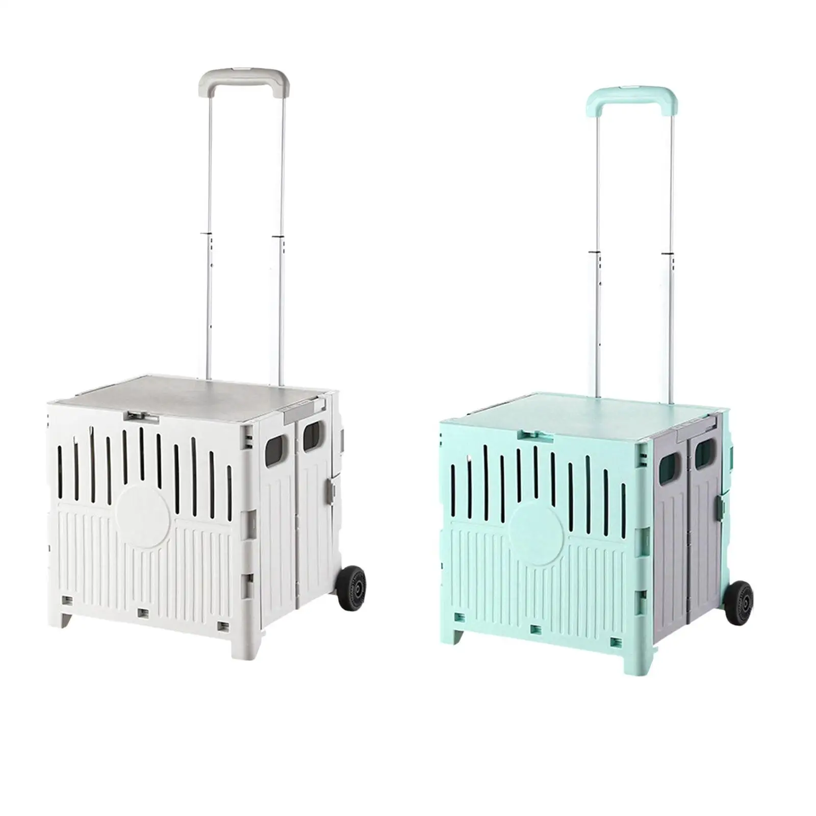 Folding Shopping Cart with Lid Shopping Trolley Box for Travel Picnic Moving