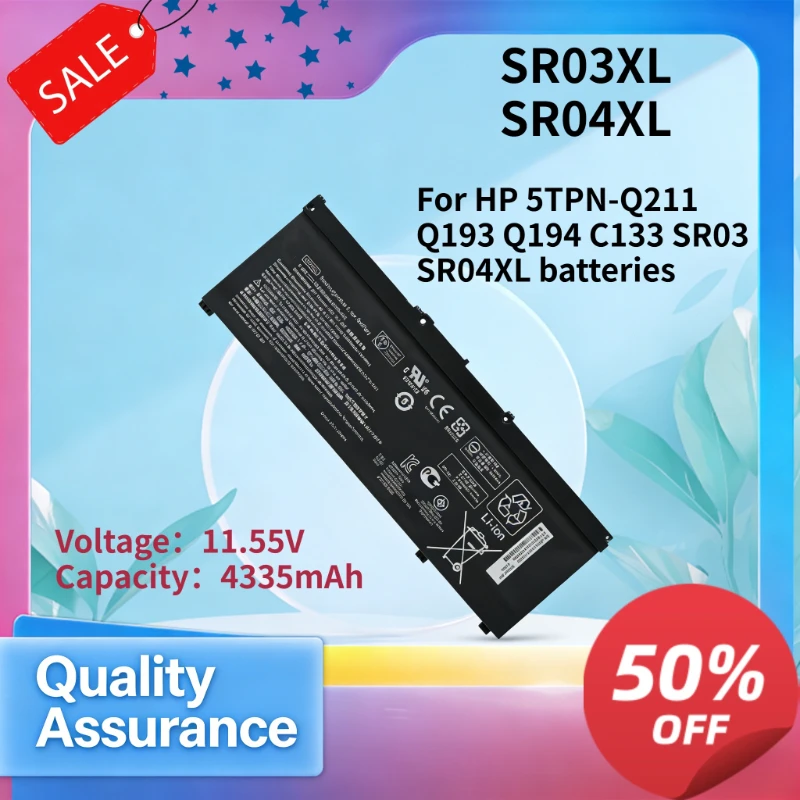 

11.55V 4335mAh SR04XL SR03 Laptop Battery Replacement for HP 5TPN-Q211 Q193 Q194 C133 High Quality Notebook Batteries