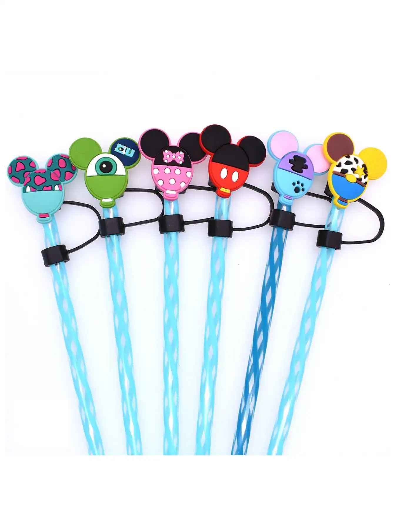 5/10 قطعة/المجموعة ديزني ميكي ماوس لطيف موضة القش تلميح اكسسوارات العالمي الغبار التوصيل غطاء من القش الزخرفية هدية حفلة #6