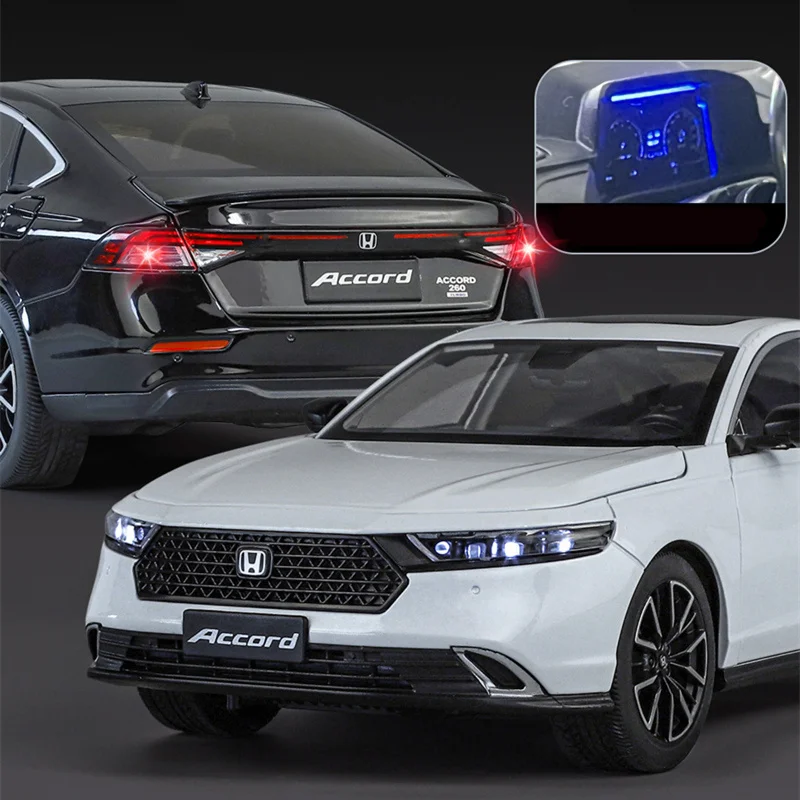 Nuevo modelo de coche de aleación Honda Accord 2024 1:18, sonido y luz, juguete coleccionable para niños, regalo de cumpleaños