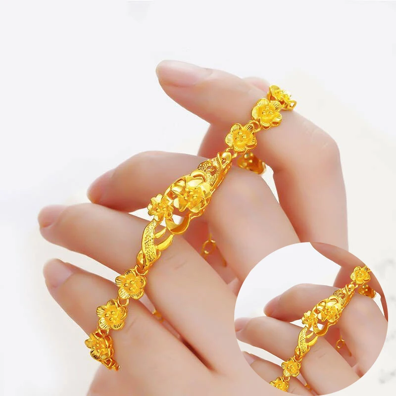 Plated Color 24K Real Gold 18K Women's Bracelet as Right as Rain gold Jewelry Bracelet Bracelet Plated 18K Gold Women Bangle