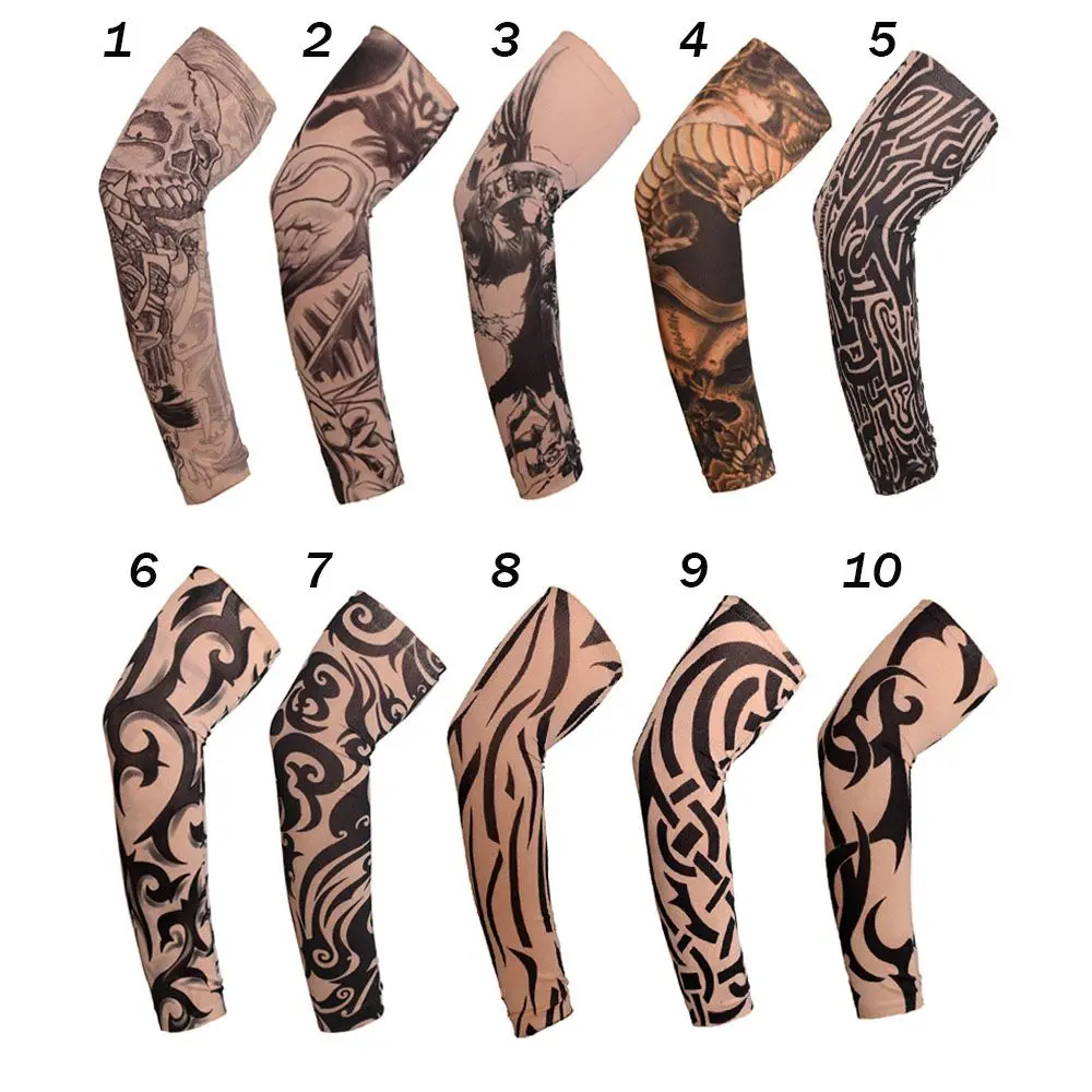 1Pcs New Sportswear Outdoor Sport UV Protection Basketball Flower Arm Sleeves Arm Cover Tattoo Arm Sleeves Sun Protection