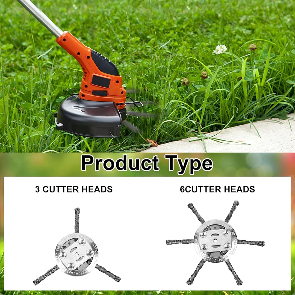 

2/4PC Garden Weeding Brush Replacement Steel Wire Wheel Grass Trimmer Head Brushcutter Wire Weed Blade Lawnmover Power Tool Head