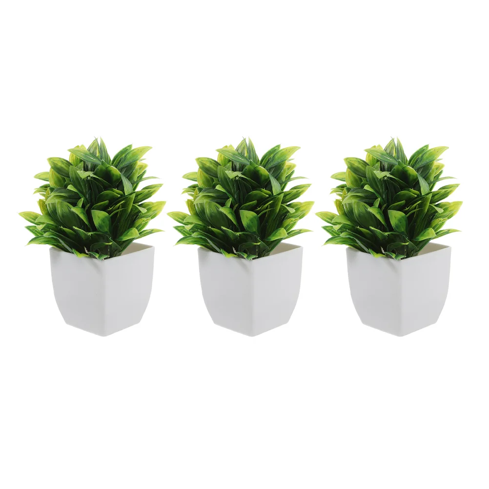 

3 Pcs Simulated Potted Plant Bonsai Tree Artificial Plants Indoor Decorations Small Faux for Shelves Fake Pp Office